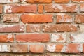 Old red brick wall texture background close up