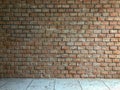 Old red brick wall texture grunge background with cement floor,abstract wall back ground texture, Royalty Free Stock Photo