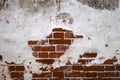 Old red brick wall texture with plaster Royalty Free Stock Photo