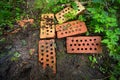 Old red bricks in the ground Royalty Free Stock Photo