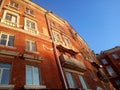 Old red bricks building, facade brick wall