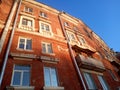 Old red bricks building, facade brick wall