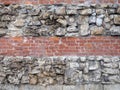 Old red brickwork. Layers of stones. Ancient work. Kremlin wall. Historical place Royalty Free Stock Photo