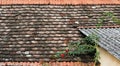 Old red bullnose roof tile texture Royalty Free Stock Photo