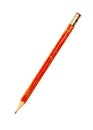 Old red coated pencil with eraser Royalty Free Stock Photo