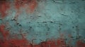 Old red concrete wall surface. ?rumbled. Close-up. Dark teal rough background for design.