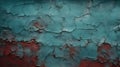 Old red concrete wall surface. ?rumbled. Close-up. Dark teal rough background for design.