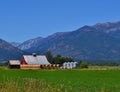 OLD RED COUNTRY BARN WITH HAY BALES Royalty Free Stock Photo