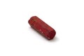 Old red crayon on white background Royalty Free Stock Photo