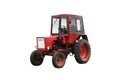 Old red farm tractor isolated Royalty Free Stock Photo