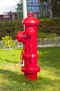 Old red fire hydrant with street background. Royalty Free Stock Photo