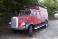 Old red fire truck parked in the netherlands