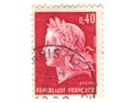 Old red french stamp Royalty Free Stock Photo