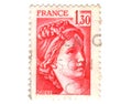 Old red french stamp Royalty Free Stock Photo