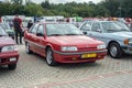 Old red French veteran youngtimer luxuty car Renault 25