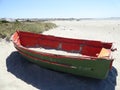 Old Red & Green Fishing boat on Paternoster Beach