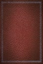 Old red leather texture with silver frame Royalty Free Stock Photo