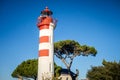 Old red lighthouse in La Rochelle harbor, France Royalty Free Stock Photo