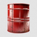 Old red metallic barrel isolated on transparent background Royalty Free Stock Photo