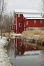 Old Red Mill on River Royalty Free Stock Photo