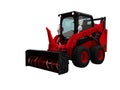 Old red mini loader nozzle snowthrower 3d render on white background no shadow Royalty Free Stock Photo