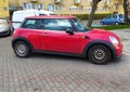 Old red Morris Mini Copper parked Royalty Free Stock Photo