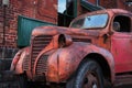 Old Red Pickup Truck in Distillery District of Toronto Royalty Free Stock Photo