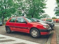 Old red popular compact car Citroen Saxo Royalty Free Stock Photo