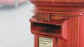 Old red post box on a foggy morning Royalty Free Stock Photo