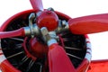 Old red propeller airplane piston engine Royalty Free Stock Photo