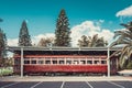 Old red rattler tram in Glenelg on display Royalty Free Stock Photo