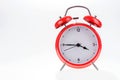 Old red retro alarm clock isolated Royalty Free Stock Photo