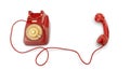 Old red rotating dial telephone Royalty Free Stock Photo