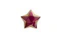 Old red star from military cap isolated on the white background