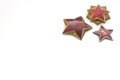 Old red stars from military caps isolated on the white background