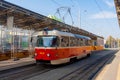 Old red Tatra tramway in Kiew