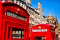 Old red telephone booths Royal mile street in Edinburgh Royalty Free Stock Photo