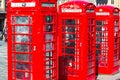 Old red telephone booths Royal mile street in Edinburgh Royalty Free Stock Photo