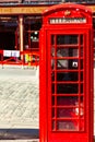 Old red telephone booths Royal mile street in Edinburgh Royalty Free Stock Photo