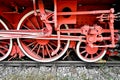 Old red train driving wheel Royalty Free Stock Photo