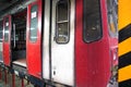 Old train in a train factory ready for replacement Royalty Free Stock Photo