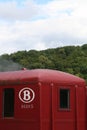 Old red train wagon - passenger car in Belgium Royalty Free Stock Photo