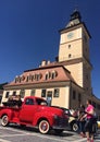 Old red truck in Piata Sfatului, Brasov