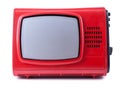 Old red tv on an isolated white background Royalty Free Stock Photo