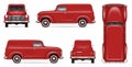 Old red van realistic vector mock-up Royalty Free Stock Photo