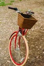 Old red vintage bicycle basket Royalty Free Stock Photo