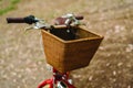 Old red vintage bicycle basket Royalty Free Stock Photo