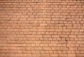 Old red wall of bricks as background horizontal view closeup Royalty Free Stock Photo
