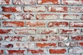 Old red white brick wall as a background