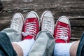 Old red and white sneakers Royalty Free Stock Photo